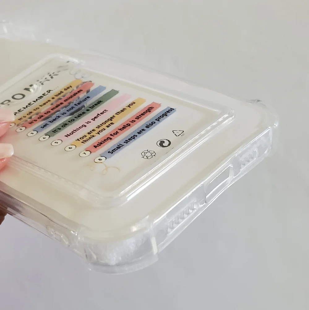 Letter Graphic Clear Card Slot Phone Case